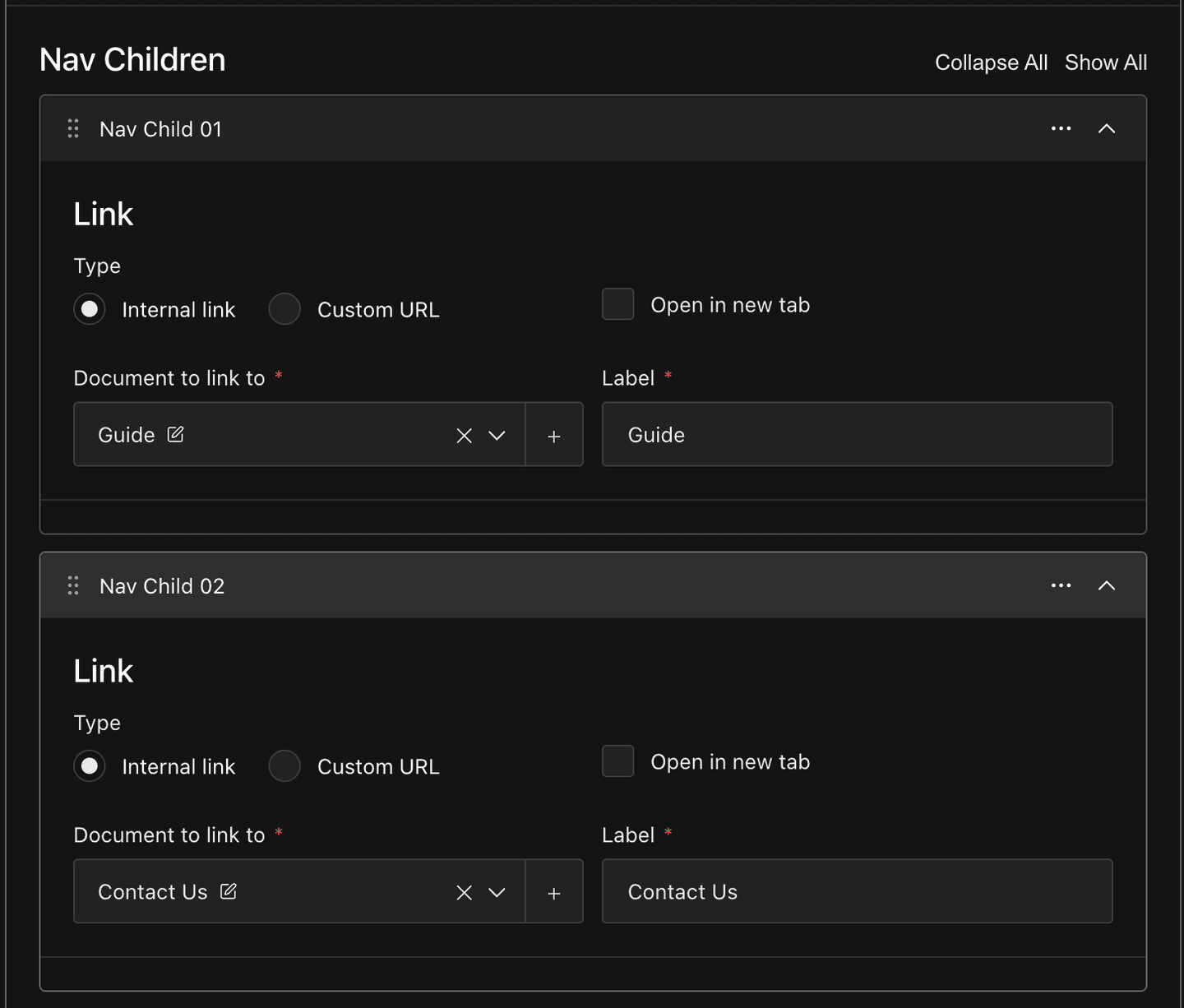 header elements